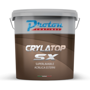 Immagine di un barattolo di Crylatop SX Acrylsilossanica Opaca, l’idrosmalto murale superlavabile per interni ed esterni.