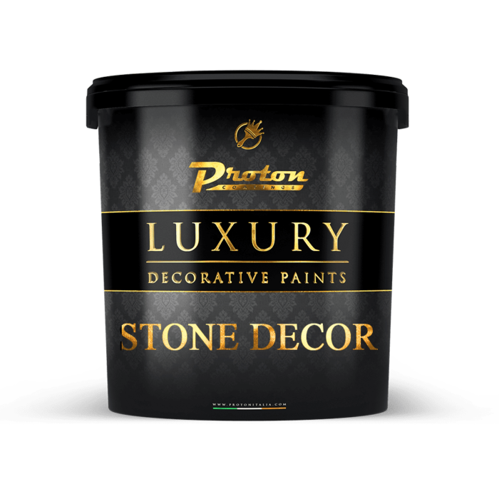 Immagine di un barattolo di Stone Decor®, una pasta modellabile di alta qualità per creare ambientazioni raffinate ed ecologiche.